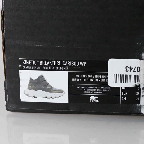 New!  Sorel Kinetic Breakthru Caribou WP in Quarry, Sea Salt, Size 7 - Picture 9 of 9